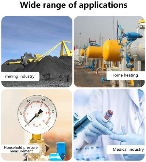 Heayzoki Oil Filled Pressure Gauge, 1/4 BSP Lower Mount, Stainless Steel Liquid Filled, -1-10 bar, Dual Scale
