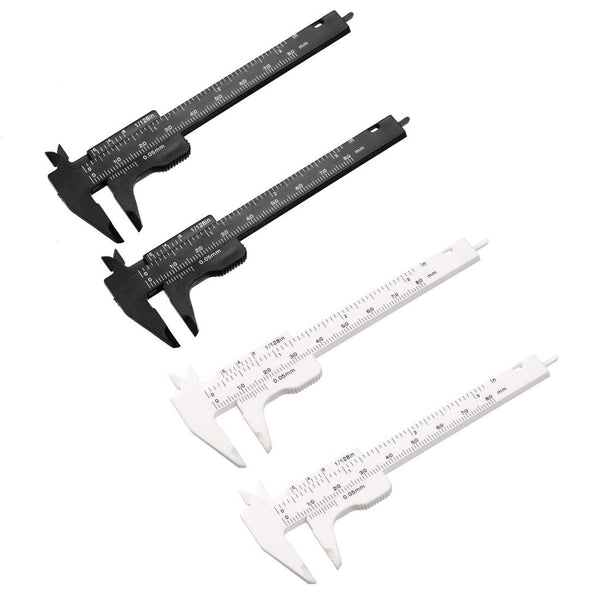 uxcell Vernier Caliper, 80mm 3 Inch Metric Mini Double Scale Plastic Ruler for Inside Outside Depth, 4 Pieces