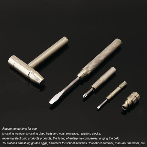 6 in 1 Mini Multifunction Copper Hammer & Screwdriver Hand Tools, Detachable Screwdriver for Watchmaker Jewelers