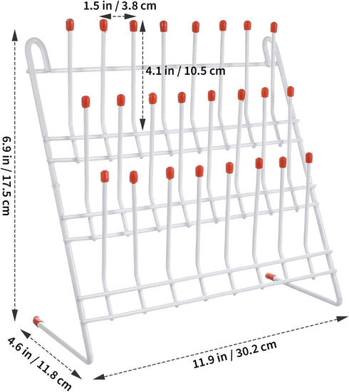 VILLCASE Lab Drying Rack - 24 Pegs Steel Wire Glassware Drying Rack for Laboratory Utensils