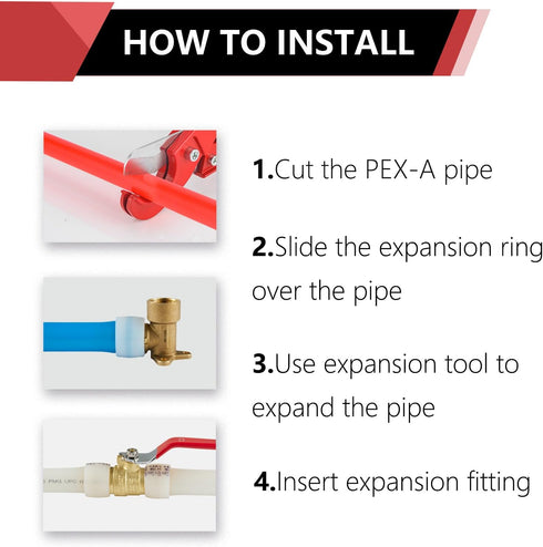 EFIELD 1/2 Inch F1960 Expansion Rings/Sleeves for Pex A Piping System (Pack of 50)