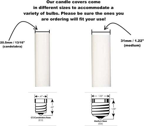 1751 Set 6, 4 Inch Creative Hobbies - of Tall White Plastic Candle Covers Sleeves Chandelier Socket Covers ~Candelabra