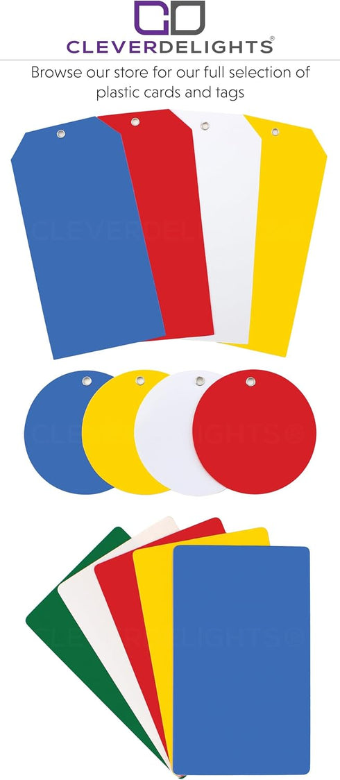 CleverDelights 3" 5" 100 Pack 3x5 Inch White Plastic Cards - x - - Waterproof Heavy Duty Card