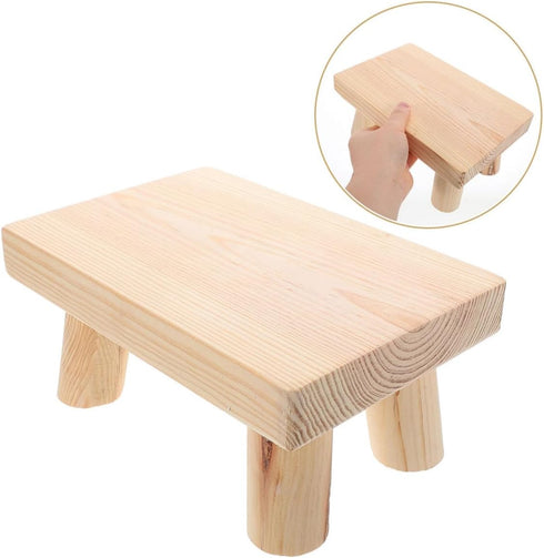 Generic 2pcs Wooden Step Stool Foot Stool for Portable Design for Dining Table Study Desk and Shoe Changing Sturdy