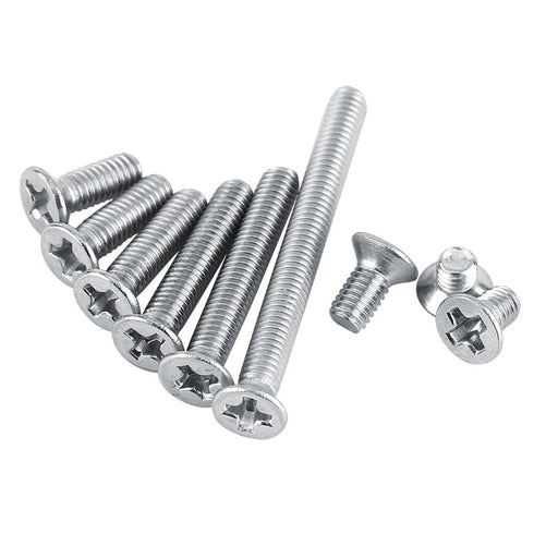 100Pcs/Bag M3 Machine Screws, 9 Types M3 Flat Head Stainless Steel SS304 Machine Countersunk Screw Bolt