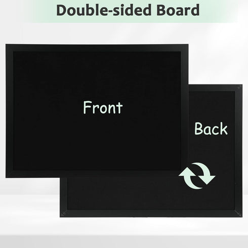 DOLLAR BOSS Large Black Cork Board - Double-Sided Bulletin Board with Linen 24''x 18'' for Office Home School