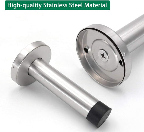 Door Stopper 6 Inch Extra Long Stainless Steel Wall Protector with Sound Dampening Rubber Bumper Tip