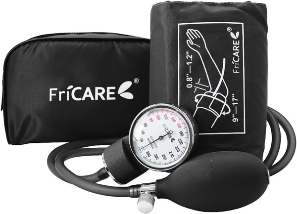 FriCARE Manual Blood Pressure Cuff, Aneroid Sphygmomanometer for Home Use, Fits Large Adult Arm 9-17 inch