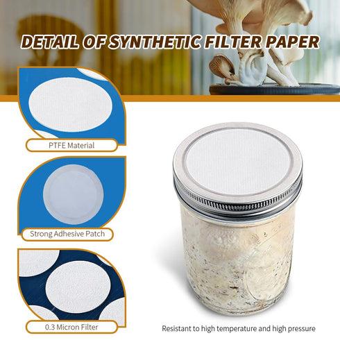 Synthetic Filter Paper Stickers, 58 mm PTFE Filter Disc, 0.3 µm Filter Paper for Mushroom Cultivation