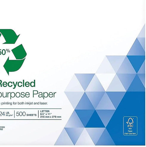 50 8 1/2" 11", Staples Percent Recycled Multipurpose Paper, x Ream, For Office, School & Home