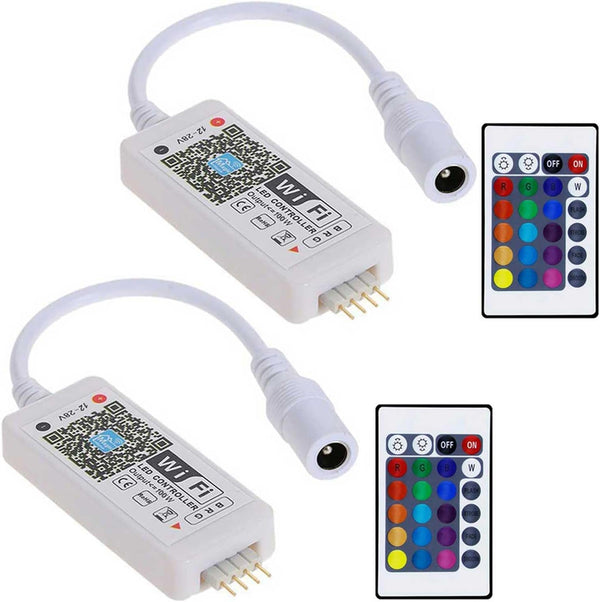 Smart LED WiFi Controller, Wireless 24 Keys RF Remote Control for RGB LED Strip Lights, 2 Pack