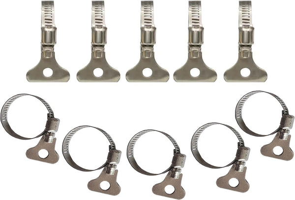 10-Pack 304 Stainless Steel Hose Clamps with Adjustable Thumb Screw, Ideal for Plumbing and Automotive Use