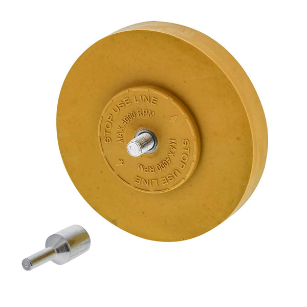 TCP Global Rubber Eraser Wheel with Drill Adapter - Adhesive Remover Tool for Autos, Trucks, RVs, and Signs