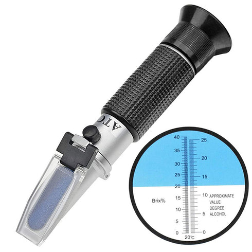 0-25% 0-40% Scale Range Volume Brix Portable Beer Refractometer Handheld Alcohol Refractometer with ATC for Distilled