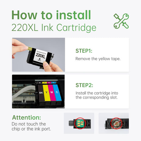 LEMERO Remanufactured 220XL Ink Cartridges for Epson 220, 10 Pack (4 Black, 2 Cyan, 2 Magenta, 2 Yellow)