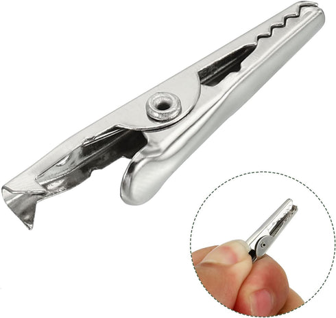YOKIVE 25 Pcs Crocodile Clips, Non-insulated Laboratory Test Clamp for Connecting Battery, Silver Tone, 1.4-Inch