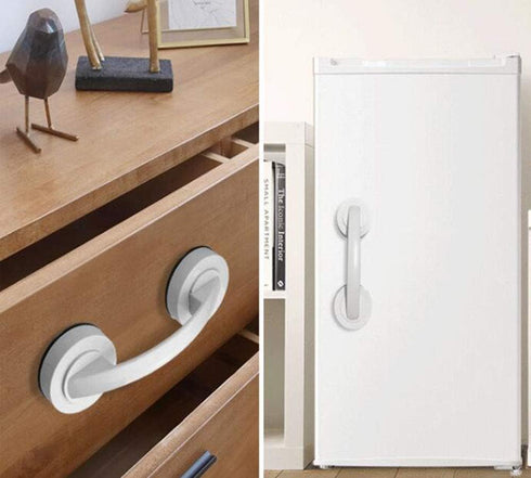 YUM Large Window and Door Handle with Suction Cups - Non-Marking, Non-Perforated for Bathroom Sliding Doors, White