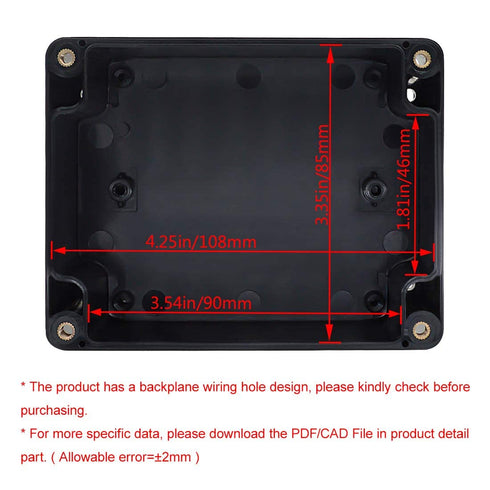 LeMotech Project Box ABS Plastic IP65 Waterproof Dustproof Electrical Junction Box Outdoor Enclosure for Electronics Black 4.5 x 3.5 x 2.1 inch(115 x 90 x 55 mm)(Pack of 1)