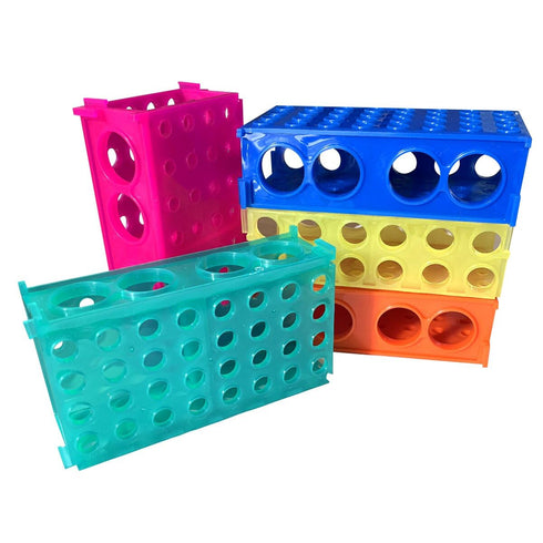 4-Way Plastic Test Tube Rack, Test Tube Holder with 5 Different Colors, Pack of 5