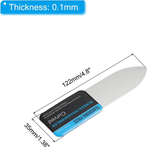PATIKIL Flat Curved Spudger Pry Blade Professional Stainless Steel Metal 0.1mm Ultra Thin Pry Opening Tool for Mobile Phone Repair 3pcs