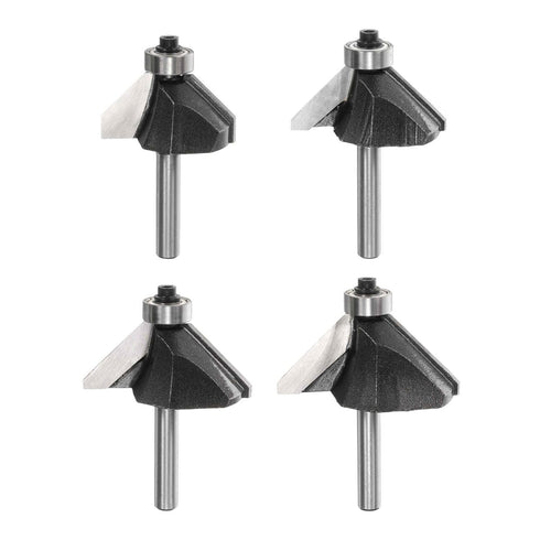 HARFINGTON 4pcs 45 Degree Chamfer Router Bit Set 1/4 Inch Shank 5/8"