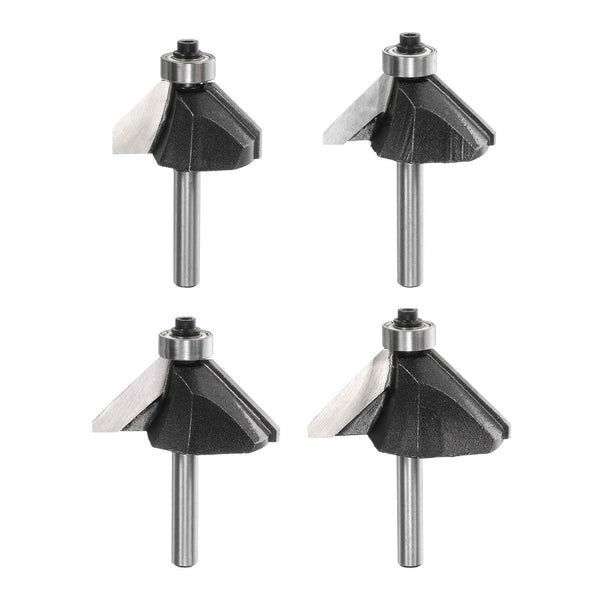HARFINGTON 4pcs 45 Degree Chamfer Router Bit Set 1/4 Inch Shank 5/8"