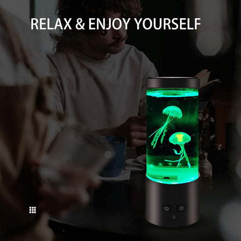 BiiKoon Jellyfish Lava Cool Lamp Aquarium Mood Lamps for Relaxing, Jelly Fish Tank Led Night Light for Home Office Room