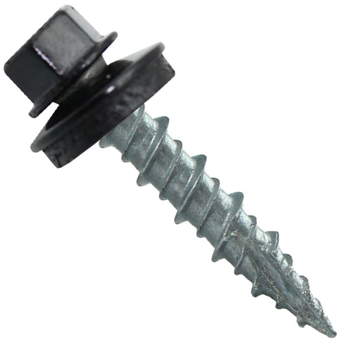 Metal Roofing Screws: (250) 10 x 1" Black Hex Head Sheet Metal Roof Screws with EPDM Washer and Colored Head
