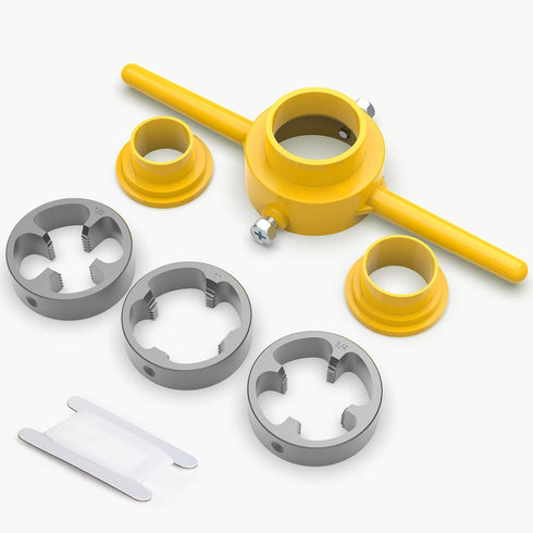PVC Thread Maker Tool Kit, NPT Die Set Pipe Threader Plumbing Tool with 3 Dies, 1/2", 3/4", 1"