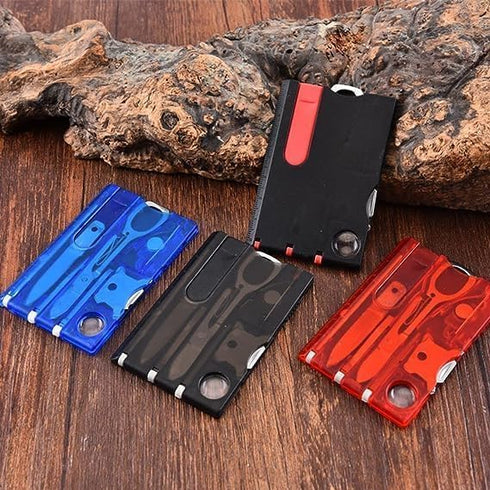 Red Outdoor Survival Bottle Opener Card Multi Tool Outdoor Barbecue Knife Camping Tool Hiking LED Light Magnifier EDC Tool Gear Multitools,Multitools and Accessories by Jinshining