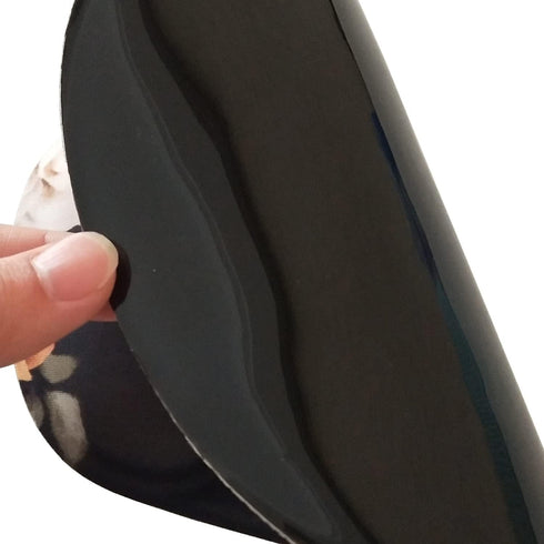 Floral Aesthetic Portable Mouse Pad, Small 3D Gel Mouse Pad with Wrist Support, Black