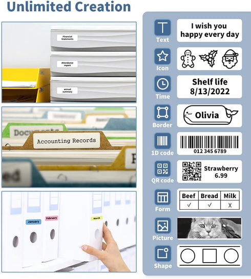 Phomemo D30 Bluetooth Wireless Mini Pocket Label Printer, Rechargeable Labeler Compatible with iPhone/Android