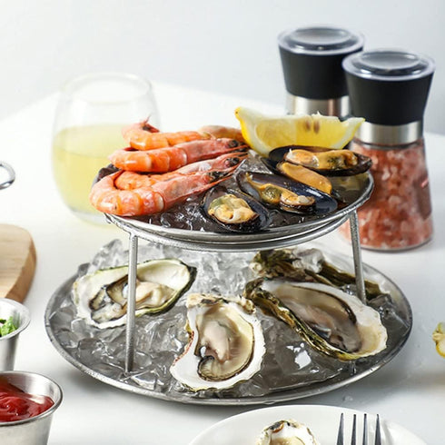 2pcs UPKOCH Stainless Steel Seafood Display Rack Food Tray Holder for Home and Restaurant Creative Seafood Stand
