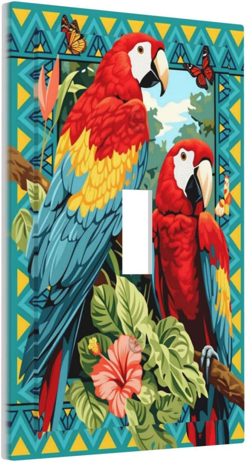 HTSAHKV 3 5 Inch Parrot Bird Wall Plate Light Switch Cover Single Gang Outlet Faceplate Print Plate Cover X