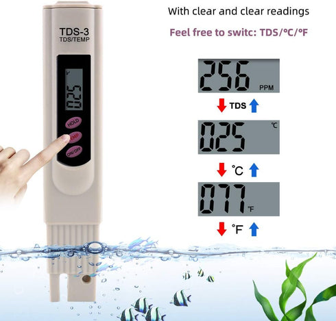 Digital TDS Meter Water Tester, PPM Water Quality Tester for Drinking Water, Swimming Pools, Aquariums (Grey)