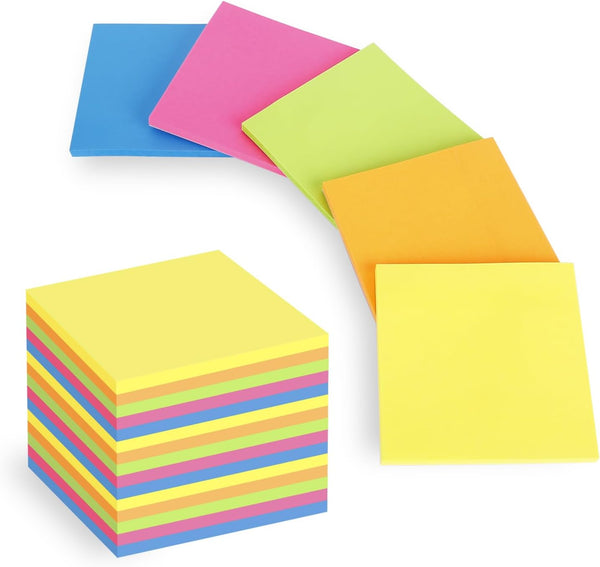 Eagle Sticky Notes, 3 x 3 -Inch, 15 Pads, 45 Sheets Each, 5 Assorted Colors for Home, School, and Office