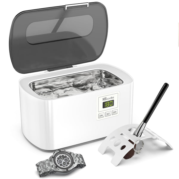 KECOOLKE Ultrasonic Jewelry Cleaning Machine, 600ml Sonic Cleaner with Digital Timer for