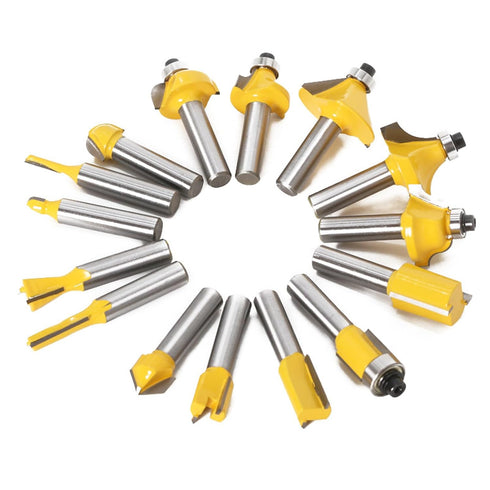CHCYWJGJ 15 Set, 15 1/2in 3pc Router Bits Pieces Pcs Shank and Bearings Beginner Router Bit Kit for DIY