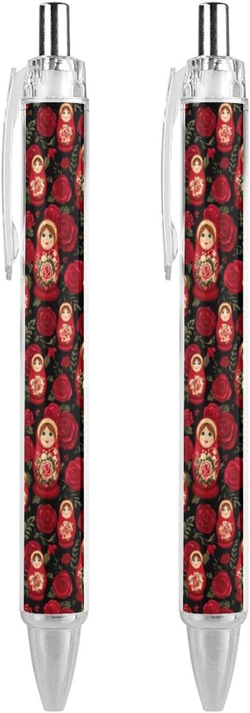 Generic Russian Nesting Doll with Flowers Ballpoint Pens Retractable Cute Ball Point Pen