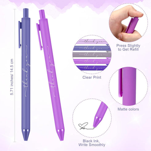 Dispowreath 30pcs Thank You Pens Bulk Cute Multicolor Ballpoint Pen for Server Employee Appreciation Gifts for Social