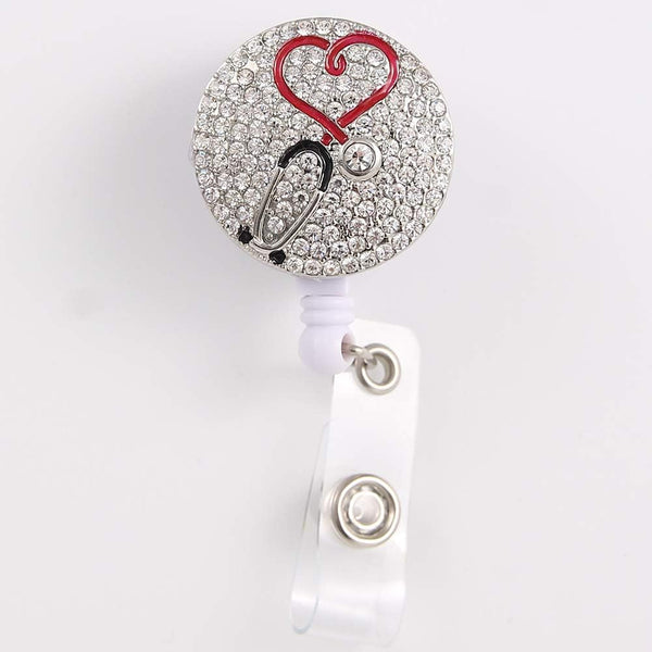 Nurse Retractable Badge Reel, Cute Badge Holder with Alligator Clip for ID Card Holders (Stethoscope)