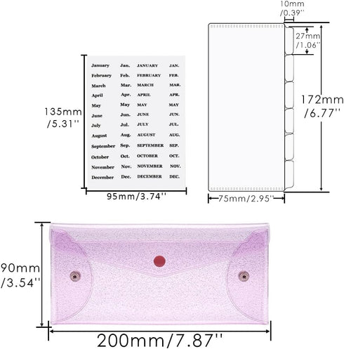 Purple Cash Envelope Wallet PVC Budget Wallet with Reusable PP Frosted Money Pocket Dividers and Month Label Sticker Planner Bill Receipt Organizer Wallets by XiowDow