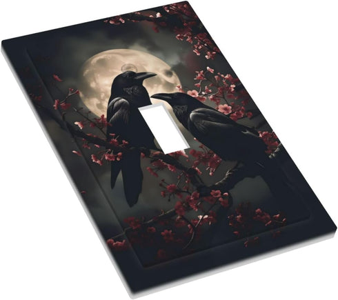 Sturin 1 3X5 Gothic Black Raven Crow Wall Plate Light Switch Cover Gang Single Toggle Toggle Switch Art Plates