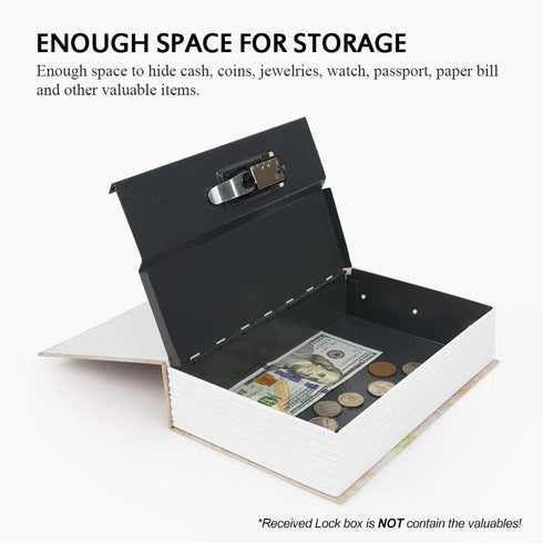 Box,9.5" 6.2" 2.2",France KYODOLED Diversion Book Safe with Combination Lock, Secret Safe Metal Lock Box, Money Storage