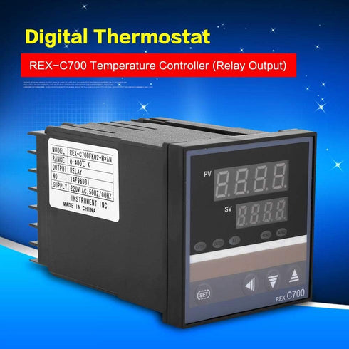 Digital Thermostat, 220V Digital Temperature Controller PID 0-400 REX-C700 for Temperature Measurement/Control