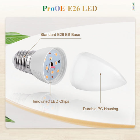 E26 Bulb, 98, 5W E26 Bulb, 3000K, C37 40W Non-dimmable 2 Pack DiCUNO ProOE Eye-Protected LED High CRI Candle Warm White