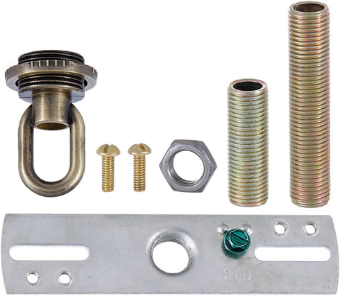 Antique Brass Ceiling Light Canopy Plate Kit - B&P Lamp Screw Collar