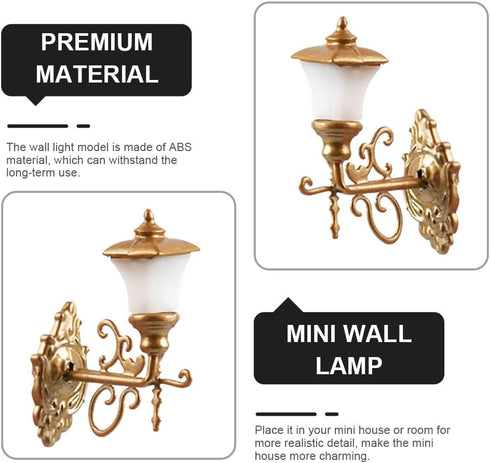 4pcs 1: 12 Housoutil Dollhouse LED Wall Sconces, Scale Wall Lamp, Miniature Vintage Dollhouse Wall Lamp for DIY