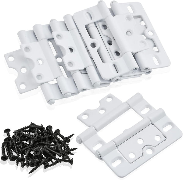Worldity 10 Pack White Shutter Hinges,3 Inch Non Mortise Hinge, Screen Door Hinges