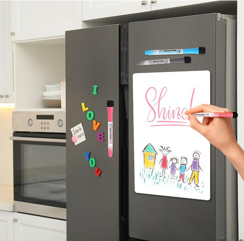 Magnetic Whiteboard for Fridge, 16.54x11.81'' Dry Erase Board with 3 Markers, Great Wipeable Board for Home
